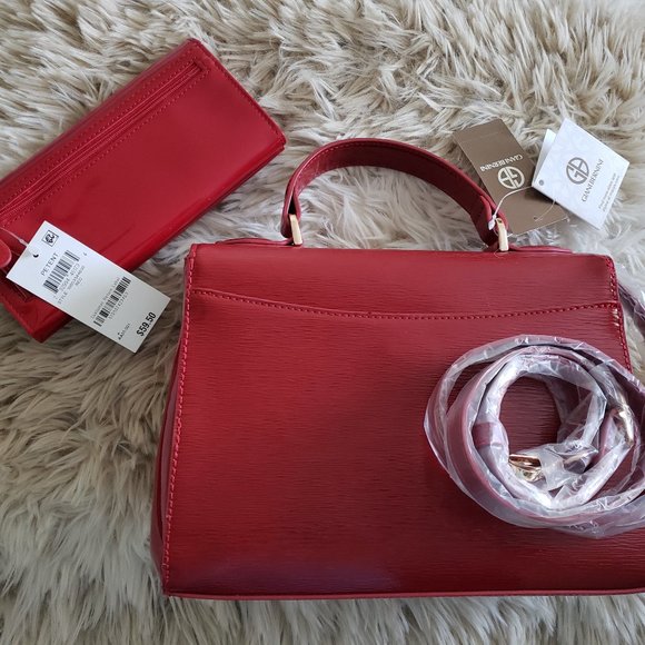 Giani Bernini Bark Patent Purse AND matching Wallet - Red - Picture 8 of 9